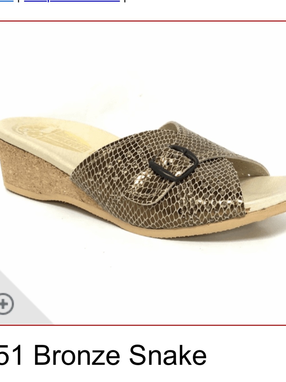 Worishofer Shoes - “Bronze Snake” wedge slide w/cork heel